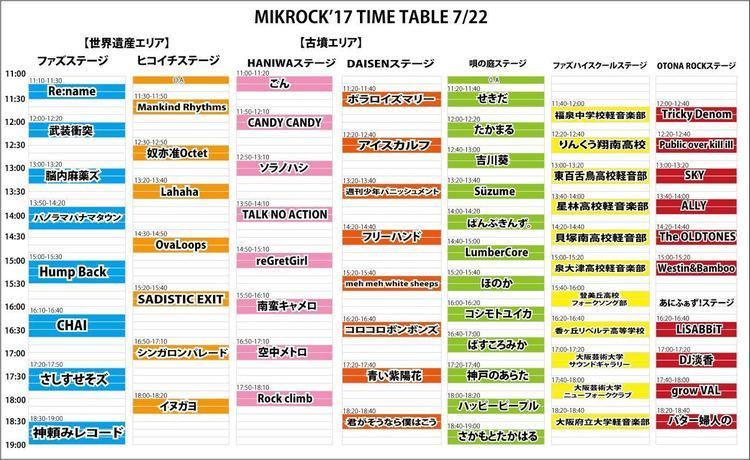 大阪・堺の無料野外フェス「MIKROCK」第3弾出演者＆タイムテーブル発表